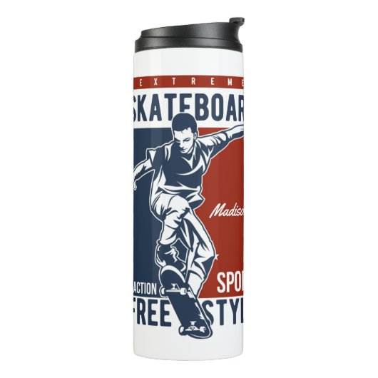 Aangepaste naam Skateboarden tumbler Thermosbeker (Gedraaid links)