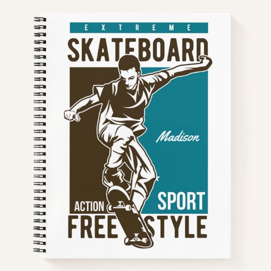 Aangepaste naam Skateboarding Notitieboek (Voorkant)
