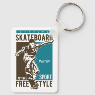 Aangepaste naam Skateboarding Sleutelhanger