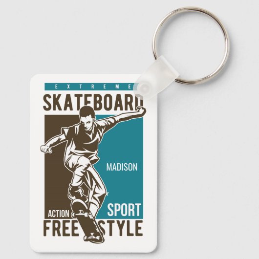 Aangepaste naam Skateboarding Sleutelhanger (Achterkant)