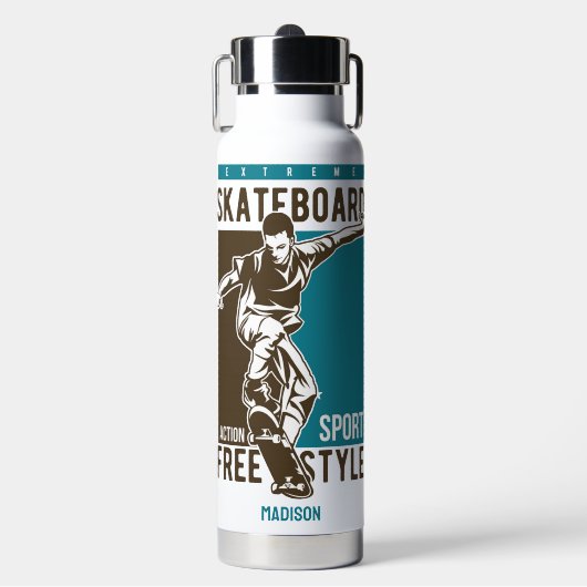 Aangepaste naam Skateboarding Waterfles (Voorkant)