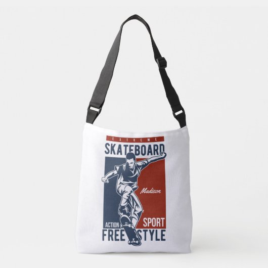 Aangepaste naam Skateboartzakken Crossbody Tas (Voorkant)