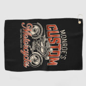 Aangepaste NAAM Skelet Motorfiets Winkel Golfhanddoek (Horizontaal)