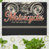 Aangepaste NAAM Skelet Motorfiets Winkel Theedoek (Gevouwen)