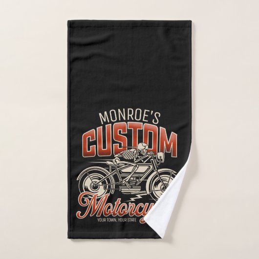 Aangepaste naam Skeleton Motorcycle Winkelen Bad Handdoek (Handdoek)