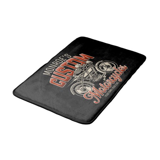 Aangepaste naam Skeleton Motorcycle Winkelen Badmat (Gekanteld)
