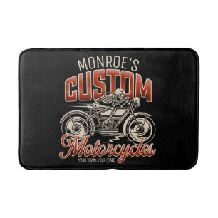 Aangepaste naam Skeleton Motorcycle Winkelen Badmat