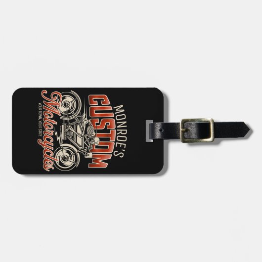 Aangepaste naam Skeleton Motorcycle Winkelen Bagagelabel (Voorkant horizontaal)