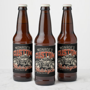 Aangepaste naam Skeleton Motorcycle Winkelen Bier Etiket
