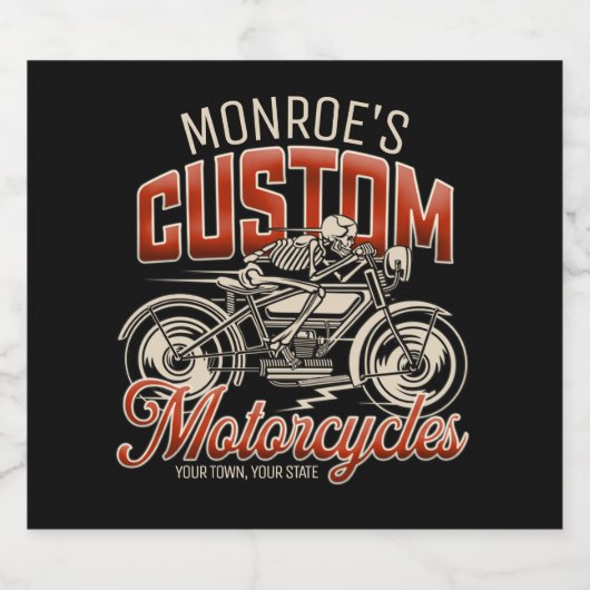 Aangepaste naam Skeleton Motorcycle Winkelen Bier Etiket (Enkel label)