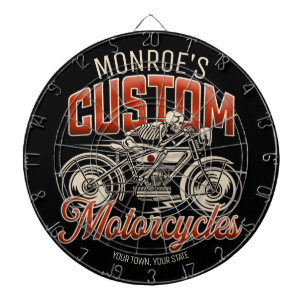 Aangepaste naam Skeleton Motorcycle Winkelen Dartbord
