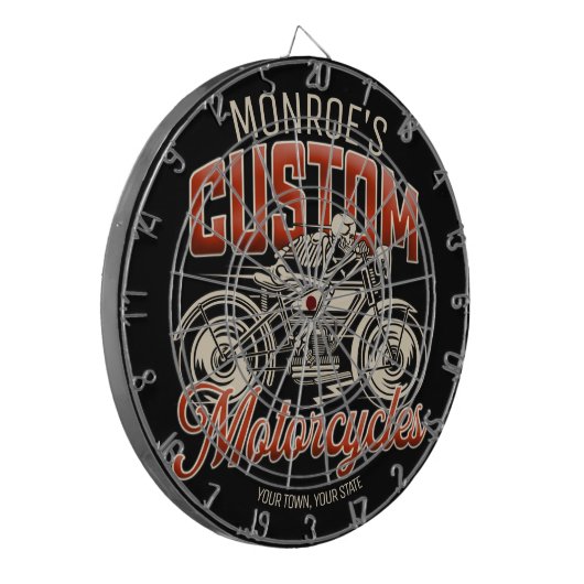 Aangepaste naam Skeleton Motorcycle Winkelen Dartbord (Voorkant Links)