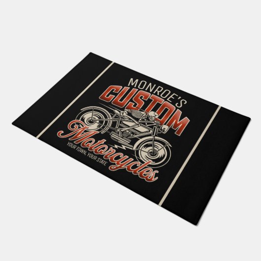 Aangepaste naam Skeleton Motorcycle Winkelen Deurmat (Schuin)