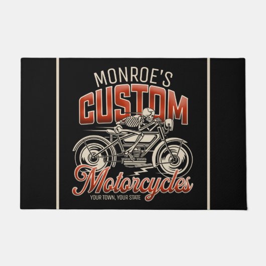 Aangepaste naam Skeleton Motorcycle Winkelen Deurmat (Voorkant)