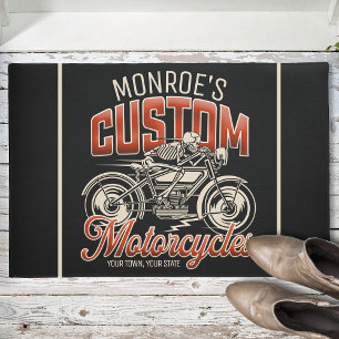 Aangepaste naam Skeleton Motorcycle Winkelen Deurmat