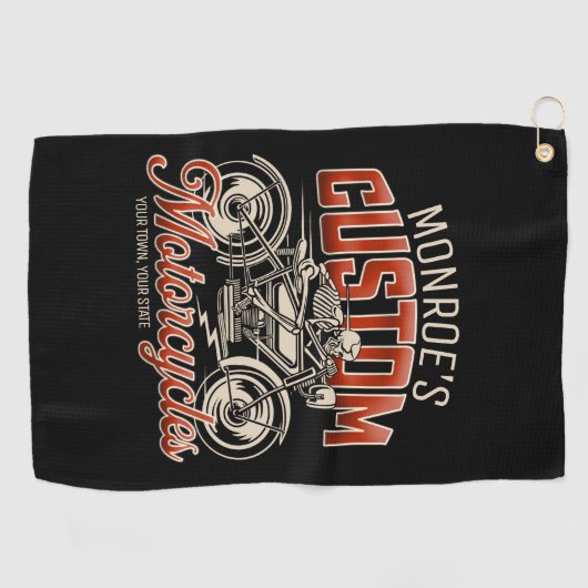 Aangepaste naam Skeleton Motorcycle Winkelen Golfhanddoek (Horizontaal)