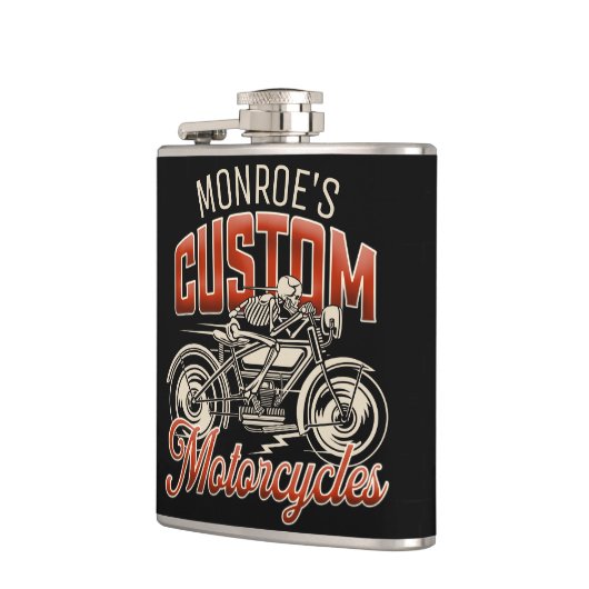 Aangepaste naam Skeleton Motorcycle Winkelen Heupfles (Links)