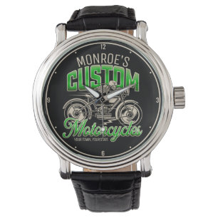 Aangepaste naam Skeleton Motorcycle Winkelen Horloge