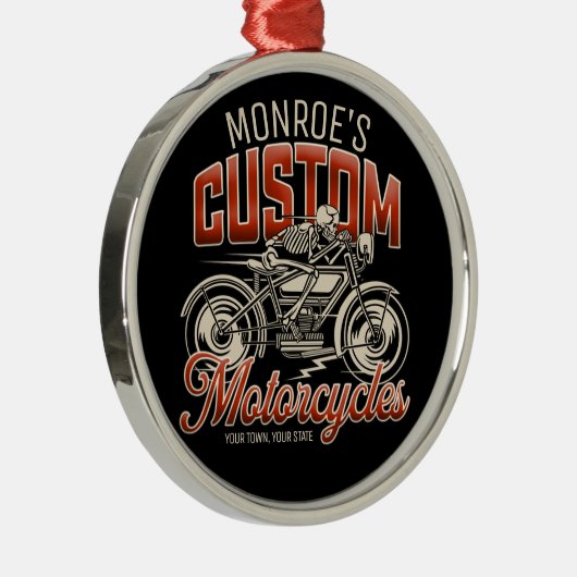 Aangepaste naam Skeleton Motorcycle Winkelen Metalen Ornament (Rechts)