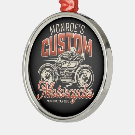Aangepaste naam Skeleton Motorcycle Winkelen Metalen Ornament (Links)