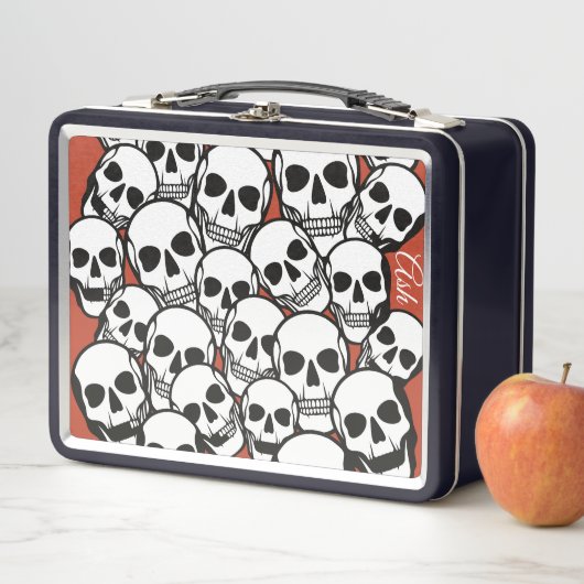 Aangepaste naam Skulls op gebrande Oranje achtergr (In situ)