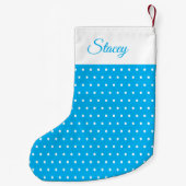 Aangepaste naam Sky Blue en White Polka Dot Kleine Kerstsok (Achterkant)