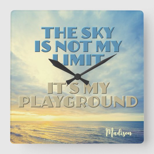 Aangepaste naam Sky Quote Vierkante Klok (Voorkant)