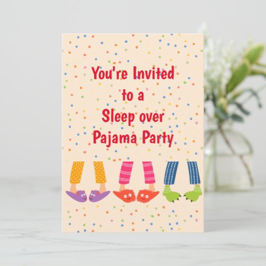 Aangepaste naam Slaapstand over Pajama Party Birth Kaart (Staand voorkant)