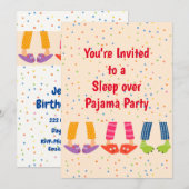 Aangepaste naam Slaapstand over Pajama Party Birth Kaart (Voorkant / Achterkant)