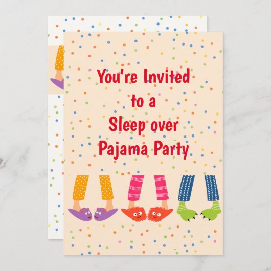 Aangepaste naam Slaapstand over Pajama Party Birth Kaart (Voorkant / Achterkant)