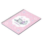 Aangepaste naam Sleeping Bunny in roze en paars Notitieboek (Linkerzijde)