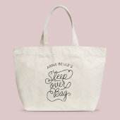 Aangepaste naam Sleepover Modern Script Gold Heart Grote Tote Bag