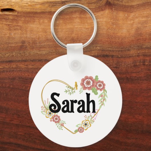 Aangepaste Naam Sleutelhanger Hart Bloem Krans Per (Achterkant)