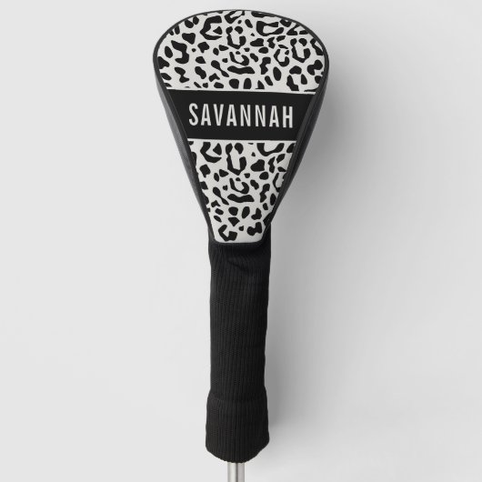 Aangepaste naam Sneeuwleopard Animal Print Patroon Golfheadcover (Voorkant)