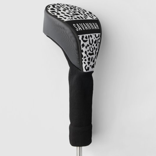 Aangepaste naam Sneeuwleopard Animal Print Patroon Golfheadcover (Schuin)