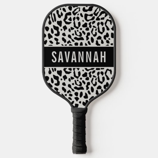 Aangepaste naam Sneeuwleopard Animal Print Patroon Pickleball Paddle (Voorkant)