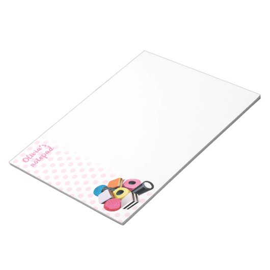 Aangepaste naam snoep notitieblok (Schuin)