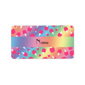 Aangepaste naam snoep regenboogkatoen etiket (Voorkant)