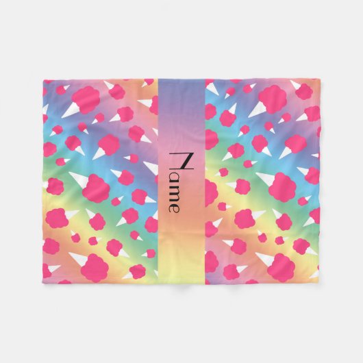Aangepaste naam snoep regenboogkatoen fleece deken (Voorkant (Horizontaal))