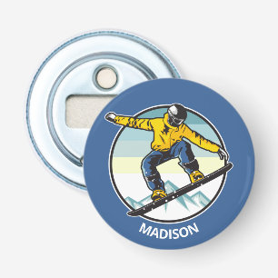 Aangepaste naam SNOWBOARDER Button Flesopener