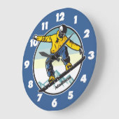 Aangepaste naam SNOWBOARDER Grote Klok (Hoek)