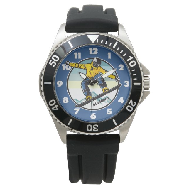 Aangepaste naam SNOWBOARDER Horloge (Voorkant)