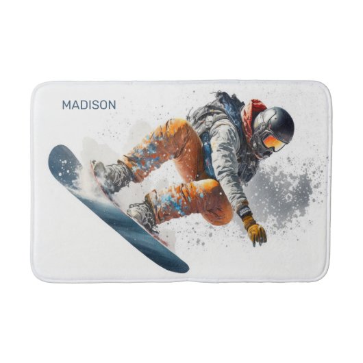 Aangepaste naam Snowboarder Illustratie Badmat (Voorkant)