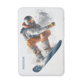 Aangepaste naam Snowboarder Illustratie Badmat (Voorkant Verticaal)