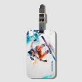 Aangepaste naam Snowboarder Illustratie Bagagelabel (Voorkant (verticaal))