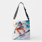 Aangepaste naam Snowboarder Illustratie Crossbody Tas (Voorkant)