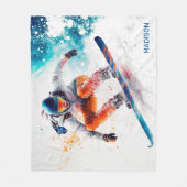 Aangepaste naam Snowboarder Illustratie Fleece Deken (Voorkant)