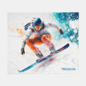 Aangepaste naam Snowboarder Illustratie Fleece Deken (Voorkant (Horizontaal))
