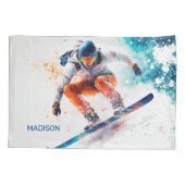 Aangepaste naam Snowboarder Illustratie Kussensloop (Achterkant)