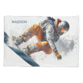 Aangepaste naam Snowboarder Illustratie Kussensloop (Achterkant-Links)